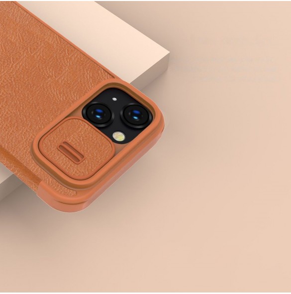 Nillkin Qin Pro Läderfodral iPhone 14 Plus 6.7 2022 Brun