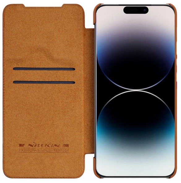 Nillkin Qin Pro Läderfodral iPhone 14 Pro 6.1 2022 Brun