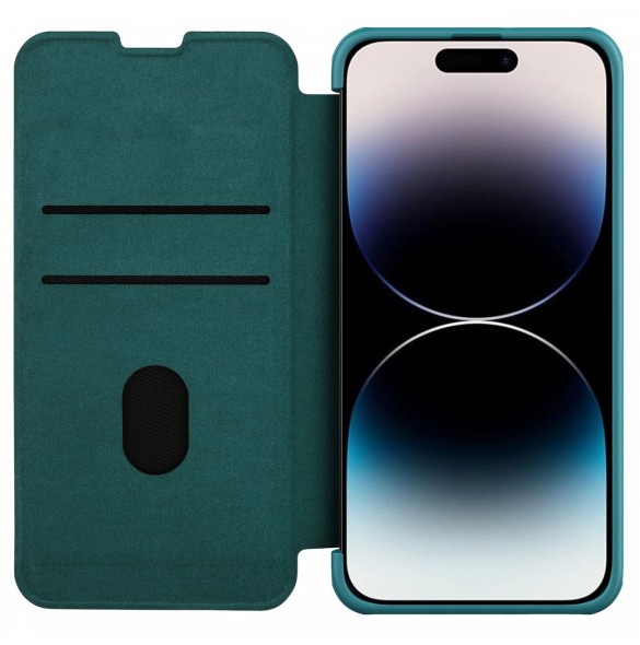 Nillkin Qin Pro Läderfodral-enkelt läder iPhone 14 Pro Max 6.7 2022 Exuberant Green