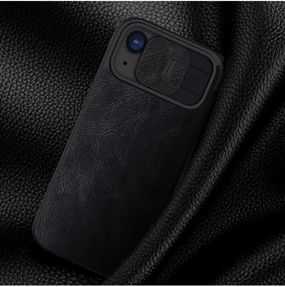 Nillkin Qin Pro Läder Flip Fodral till iPhone 15 med kameraskydd - Brun