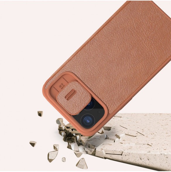 Nillkin Qin Pro Läder Flip-fodral med kameraskal till iPhone 15 Pro - Svart