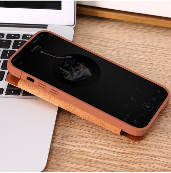 Nillkin Qin Pro Läder Flip-fodral med kameraskal till iPhone 15 Pro - Svart