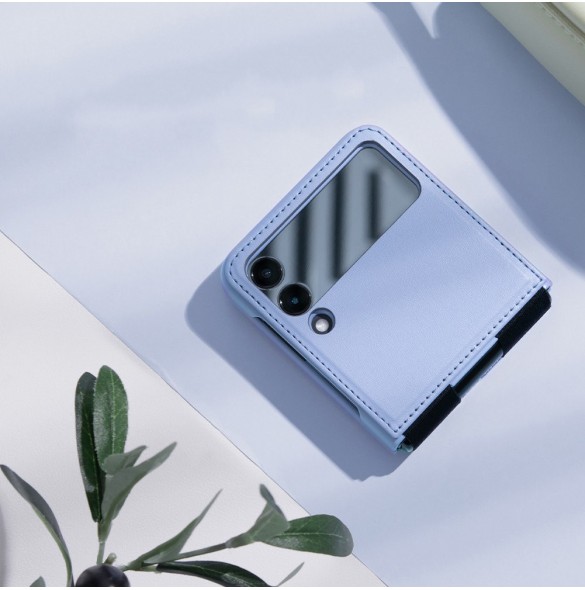 Nillkin Qin Vegan Läderfodral till Samsung Galaxy Z Flip 4 skal tillverkat av ekologiskt läderställ svart