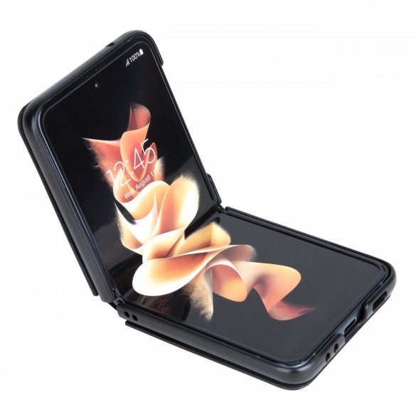 Nillkin Qin Vegan Läderfodral till Samsung Galaxy Z Flip 4 skal tillverkat av ekologiskt läderställ svart