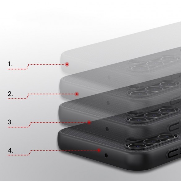 Nillkin Super Frosted Shield-fodral för Samsung Galaxy A14 5G / Galaxy A14-skal + telefonställ rött