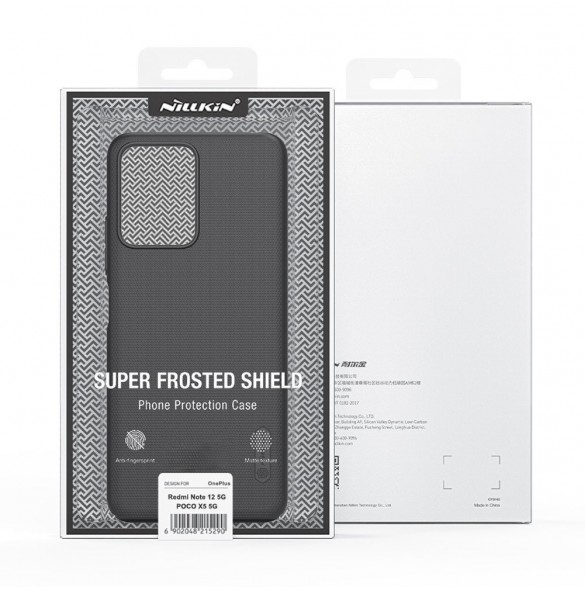 Nillkin Super Frosted Shield-fodral för Xiaomi Redmi Note 12 5G / Poco X5 5G skal + telefonställ svart