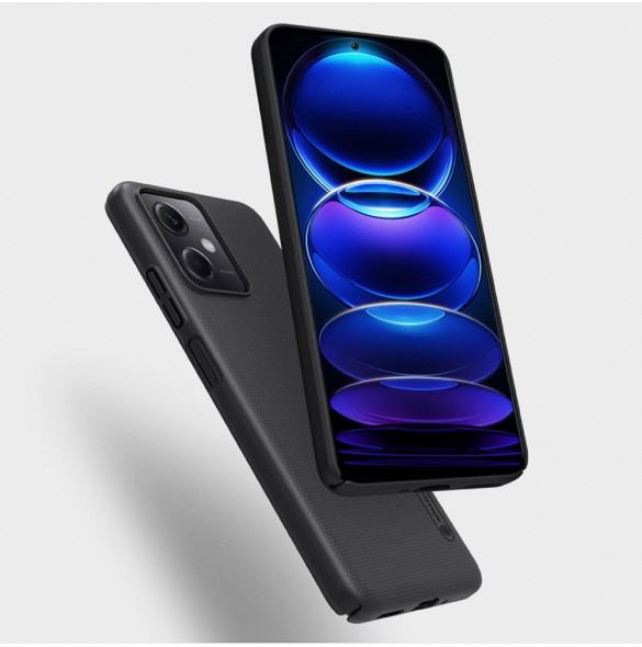 Nillkin Super Frosted Shield-fodral för Xiaomi Redmi Note 12 5G / Poco X5 5G skal + telefonställ svart