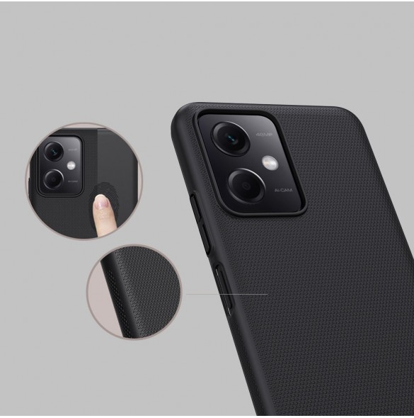 Nillkin Super Frosted Shield-fodral för Xiaomi Redmi Note 12 5G / Poco X5 5G skal + telefonställ svart