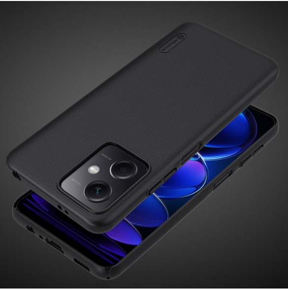 Nillkin Super Frosted Shield-fodral för Xiaomi Redmi Note 12 5G / Poco X5 5G skal + telefonställ svart