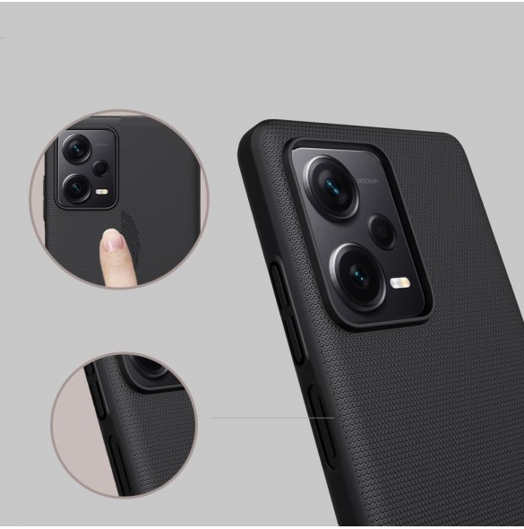 Nillkin Super Frosted Shield-fodral till Xiaomi Redmi Note 12 Pro+ skal + telefonställ svart