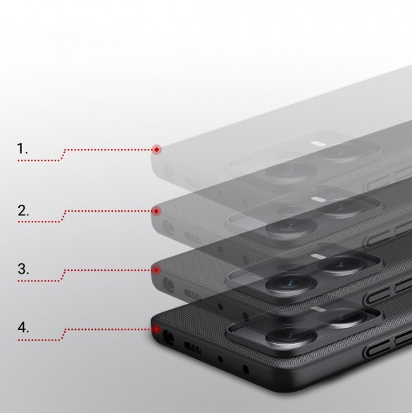 Nillkin Super Frosted Shield-fodral till Xiaomi Redmi Note 12 Pro+ skal + telefonställ svart