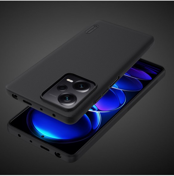 Nillkin Super Frosted Shield-fodral till Xiaomi Redmi Note 12 Pro+ skal + telefonställ svart