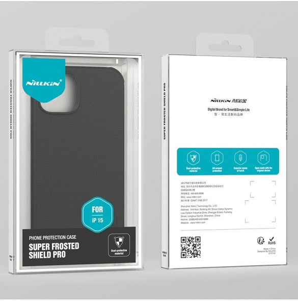 Nillkin Super Frosted Shield Pro förstärkt skal till iPhone 15 - blå