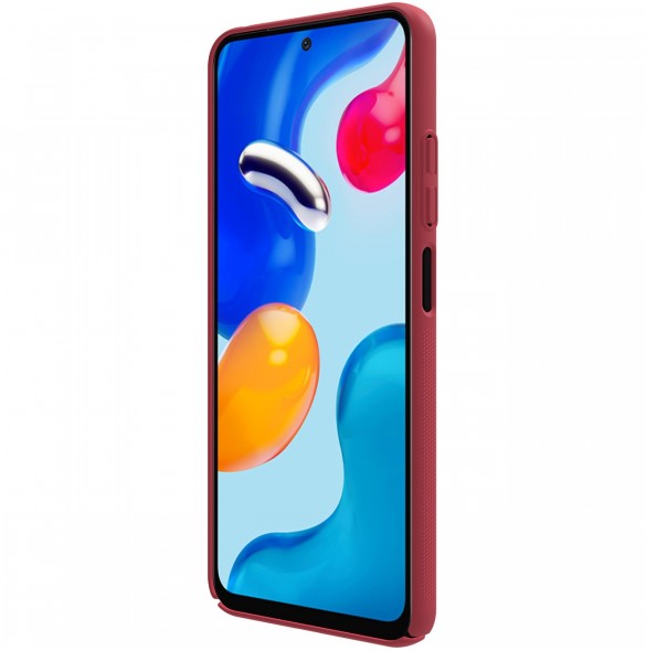 Nillkin Super Frosted Shield härdat fodral + ställ för Xiaomi Redmi Note 11S / Note 11 röd