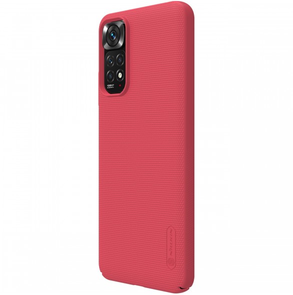 Nillkin Super Frosted Shield härdat fodral + ställ för Xiaomi Redmi Note 11S / Note 11 röd