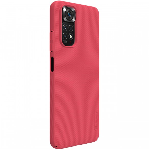 Nillkin Super Frosted Shield härdat fodral + ställ för Xiaomi Redmi Note 11S / Note 11 röd
