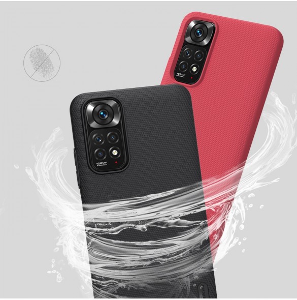 Nillkin Super Frosted Shield härdat fodral + ställ för Xiaomi Redmi Note 11S / Note 11 röd