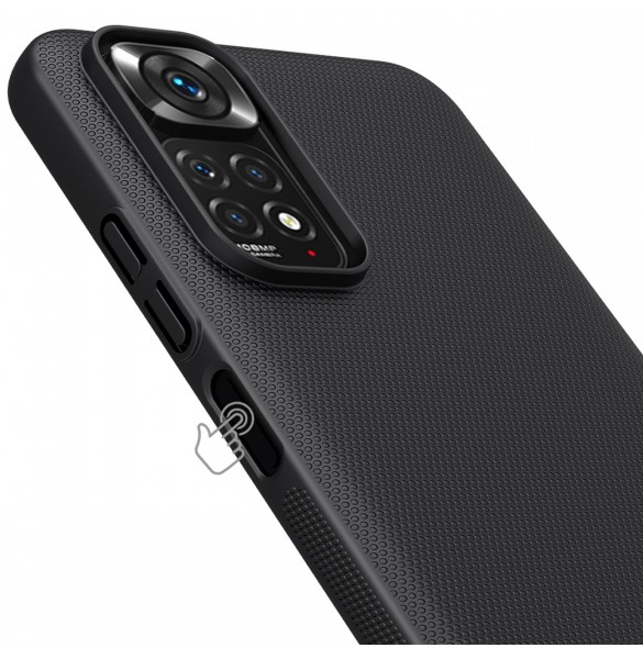 Nillkin Super Frosted Shield härdat fodral + ställ för Xiaomi Redmi Note 11S / Note 11 röd