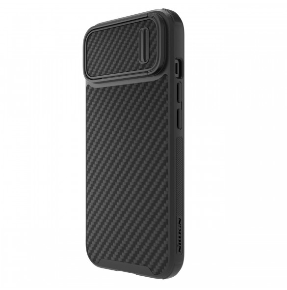 Nillkin Synthetic Fiber S Fodral iPhone 14 Plus med kameraskal svart