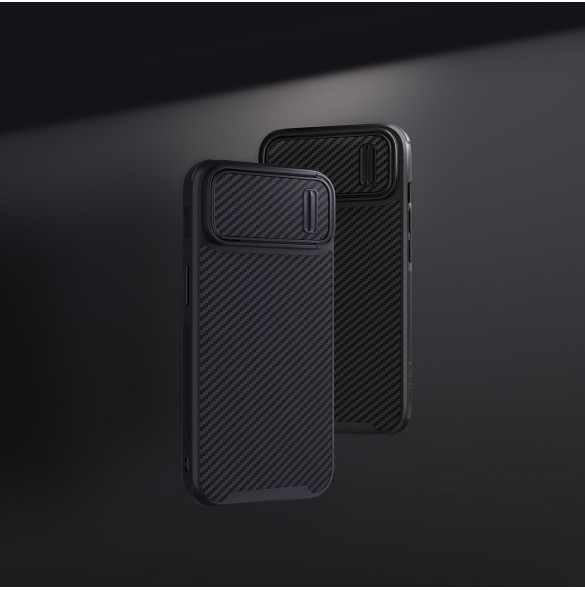 Nillkin Synthetic Fiber S Fodral iPhone 14 Plus med kameraskal svart