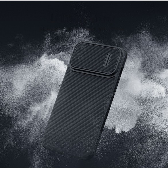 Nillkin Synthetic Fiber S Fodral iPhone 14 Pro med kameraskal svart