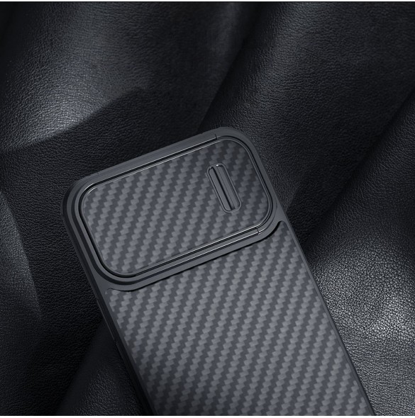 Nillkin Synthetic Fiber S Fodral iPhone 14 Pro med kameraskal svart