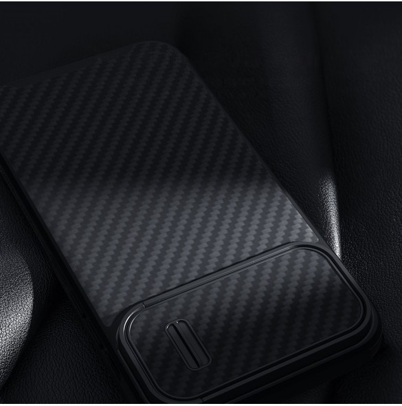 Nillkin Synthetic Fiber S Fodral iPhone 14 Pro med kameraskal svart