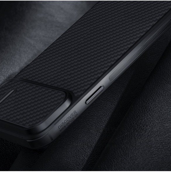 Nillkin Synthetic Fiber S Fodral iPhone 14 Pro med kameraskal svart