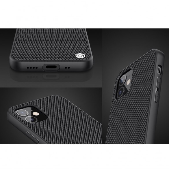 Nillkin Textured Case robust skal med gelram och nylon på baksidan iPhone 12 mini svart