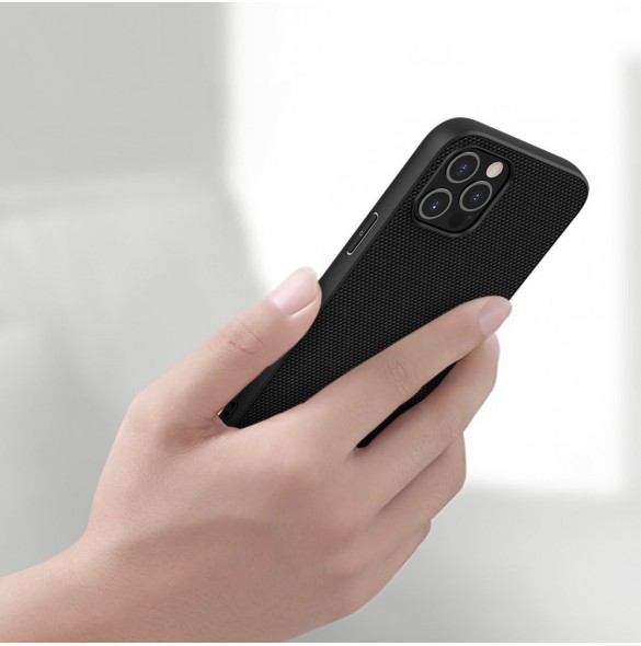 Nillkin Textured Case robust skal med gelram och nylon på baksidan iPhone 12 Pro Max svart