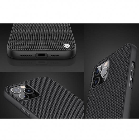 Nillkin Textured Case robust skal med gelram och nylon på baksidan iPhone 12 Pro Max svart