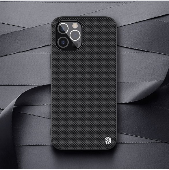 Nillkin Textured Case robust skal med gelram och nylon på baksidan iPhone 12 Pro Max svart
