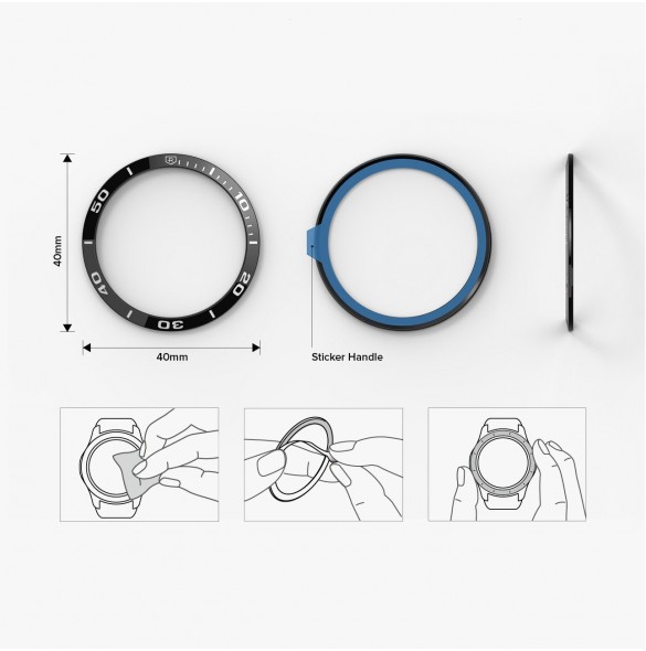 Ringke Bezel Styling Case Ram Kuvert Ring Samsung Galaxy Watch 5 40mm / 4 40mm Svart (rostfritt stål) (GW4-40-02)