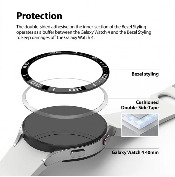Ringke Bezel Styling box ram kuvertring Klocka 6/5/4 (40mm) silver (rostfritt stål) (GW4-40-40)
