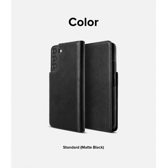 Ringke Folio Signature Flip Läderfodral för Samsung Galaxy S22 + (S22 Plus) Svart (FSS118R262)