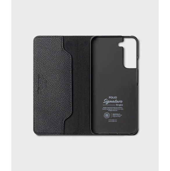 Ringke Folio Signature Flip Läderfodral för Samsung Galaxy S22 + (S22 Plus) Svart (FSS118R262)