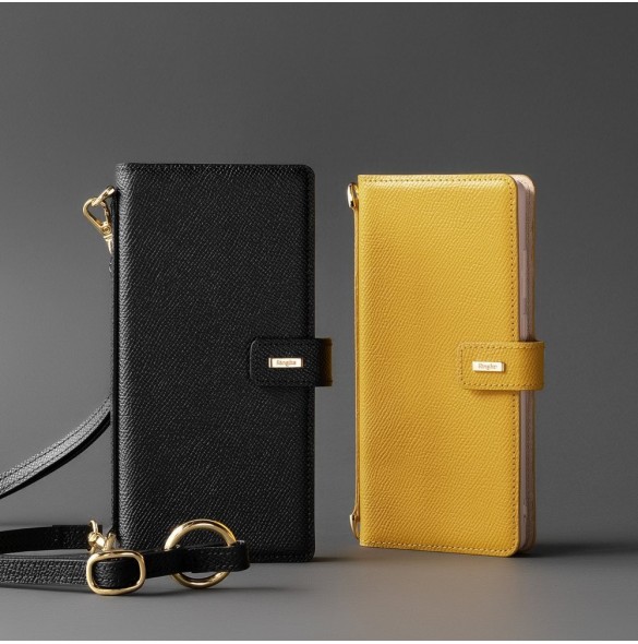Ringke Folio Signature äkta läderfodral med flik och axelrem för Samsung Galaxy Note 20 svart (FS79R55)