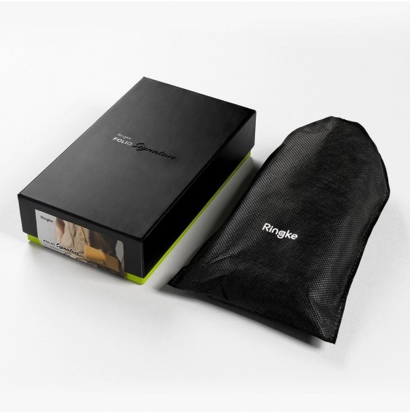 Ringke Folio Signature äkta läderfodral med flik och axelrem för Samsung Galaxy Note 20 svart (FS79R55)