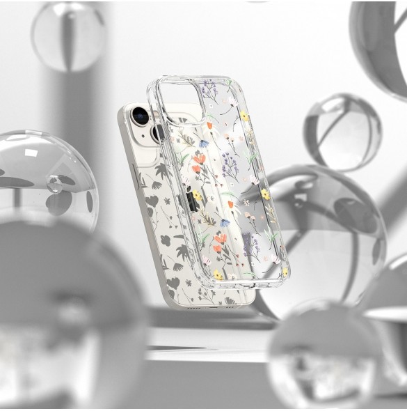 Ringke Fusion Design Armored Case Cover med Gel Ram för iPhone 14 Plus transparent (torra blommor) (FD637E30)