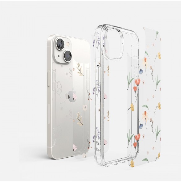 Ringke Fusion Design Armored Case Cover med Gel Ram för iPhone 14 Plus transparent (torra blommor) (FD637E30)