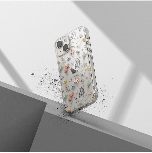 Ringke Fusion Design Armored Case Cover med Gel Ram för iPhone 14 Plus transparent (torra blommor) (FD637E30)