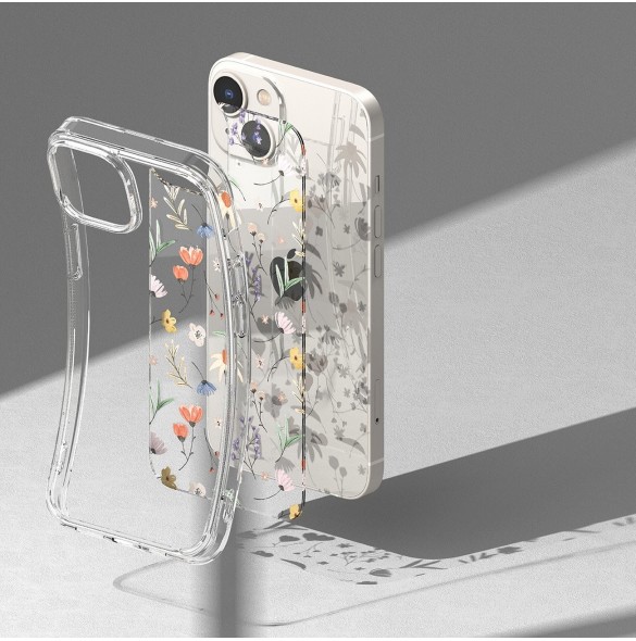 Ringke Fusion Design Armored Case Cover med Gel Ram för iPhone 14 Plus transparent (torra blommor) (FD637E30)