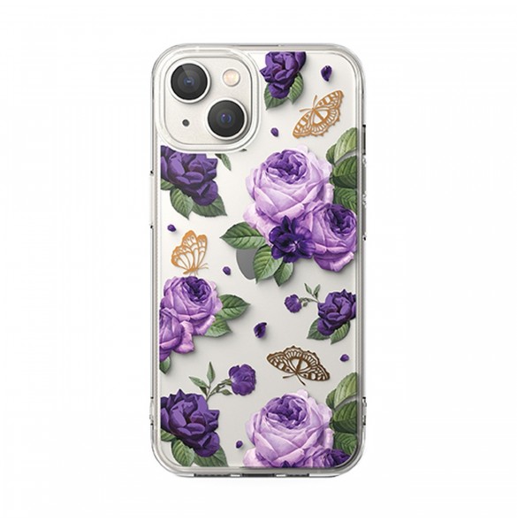 Ringke Fusion Design Armored Case Cover med Gel Ram för iPhone 14 Plus transparent (lila ros) (FD637E29)