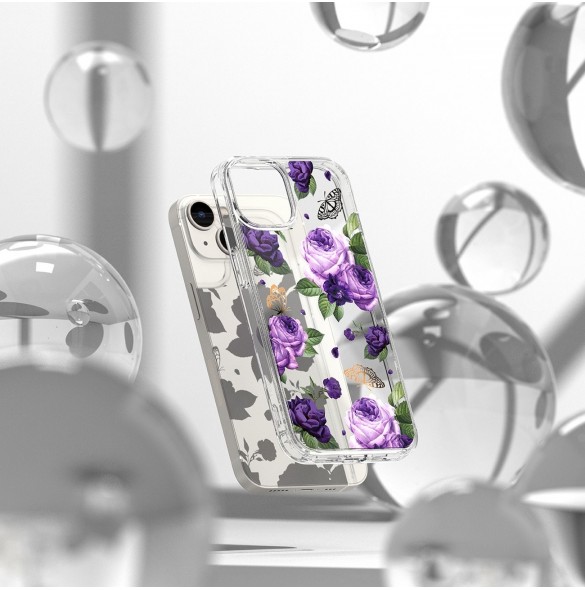 Ringke Fusion Design Armored Case Cover med Gel Ram för iPhone 14 Plus transparent (lila ros) (FD637E29)