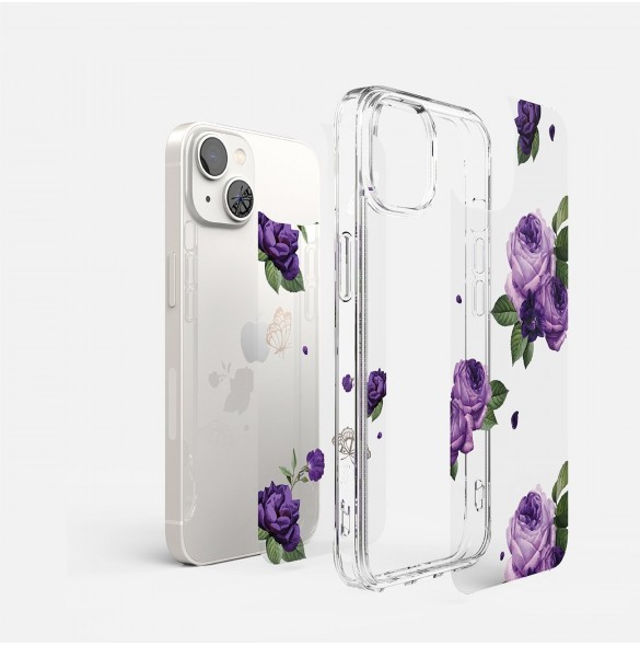 Ringke Fusion Design Armored Case Cover med Gel Ram för iPhone 14 Plus transparent (lila ros) (FD637E29)
