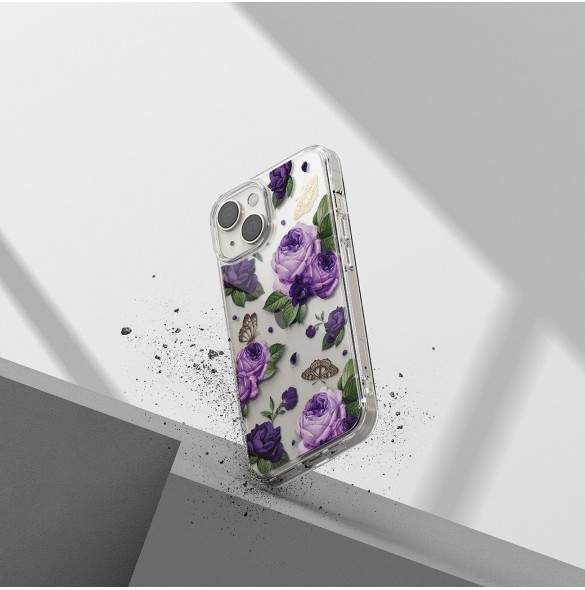 Ringke Fusion Design Armored Case Cover med Gel Ram för iPhone 14 Plus transparent (lila ros) (FD637E29)