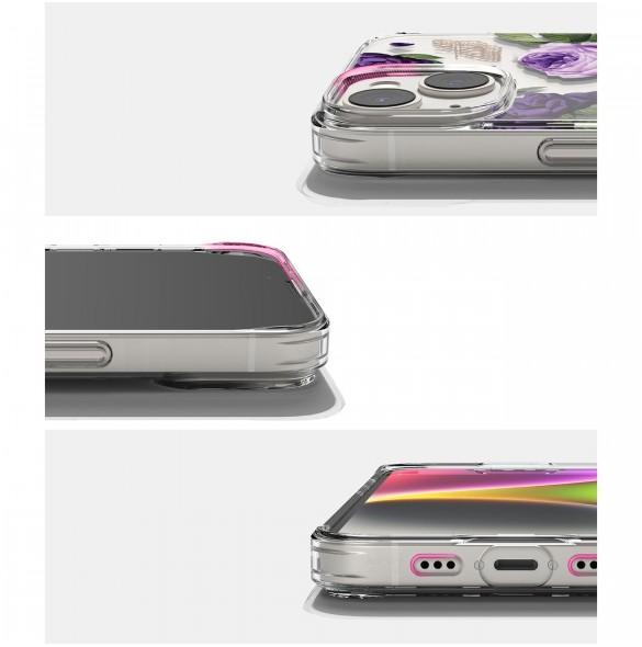Ringke Fusion Design Armored Case Cover med Gel Ram för iPhone 14 Plus transparent (lila ros) (FD637E29)