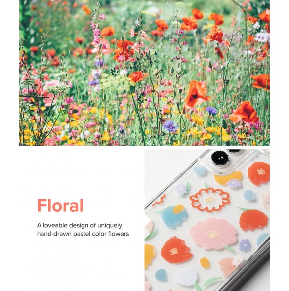 Ringke Fusion Design Armored Case Cover med Gel Frame för Samsung Galaxy S22 + (S22 Plus) transparent (Blommig) (F593R31)