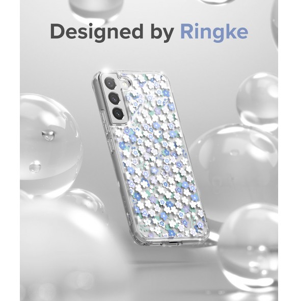 Ringke Fusion Design Armored Case Cover med Gel Frame för Samsung Galaxy S22 + (S22 Plus) transparent (Blommig) (F593R31)