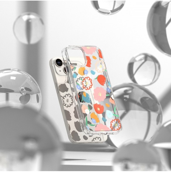 Ringke Fusion Design Armored Sleeve Cover med Gel Ram för iPhone 14 Plus genomskinlig (Floral) (FD637E31)